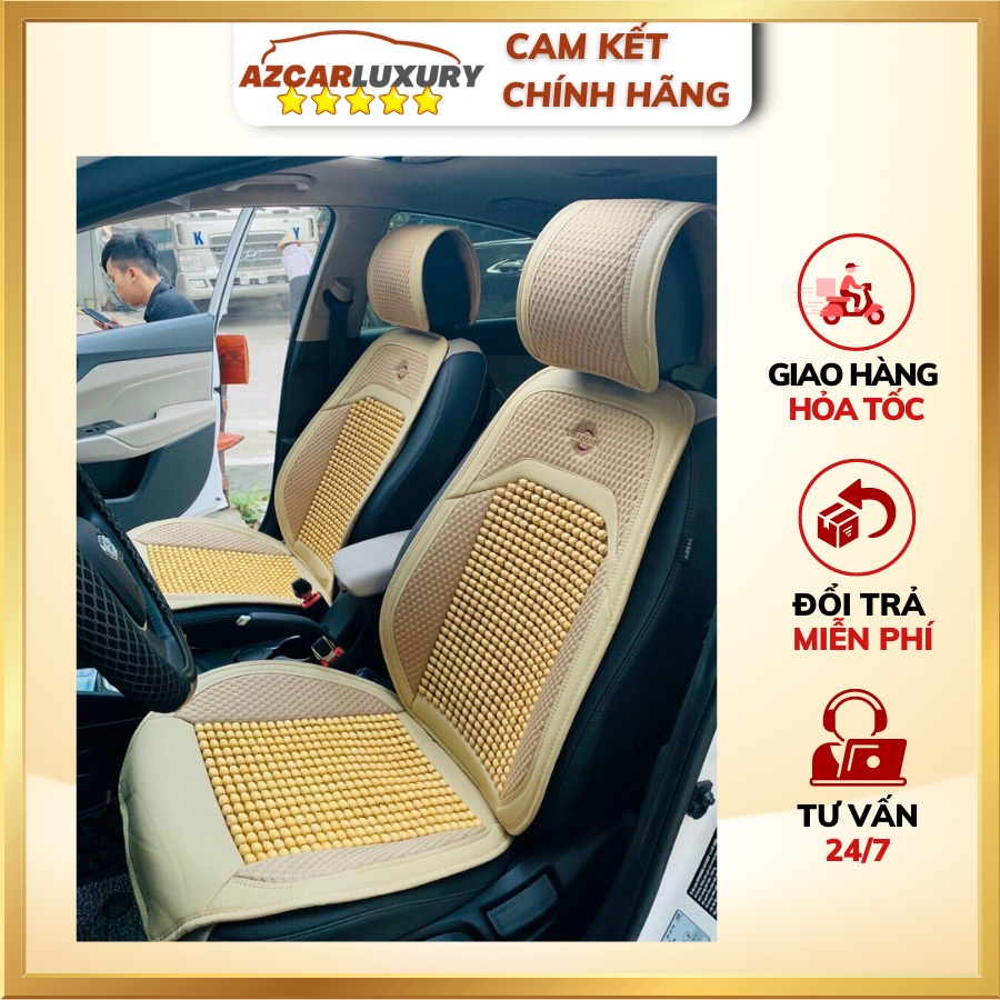 Lót Ghế Ô Tô 3 Lớp Hạt Gỗ Bồ Đề Massage Lưng Thoáng Khí - Hàng Loại Đẹp Da Dầy