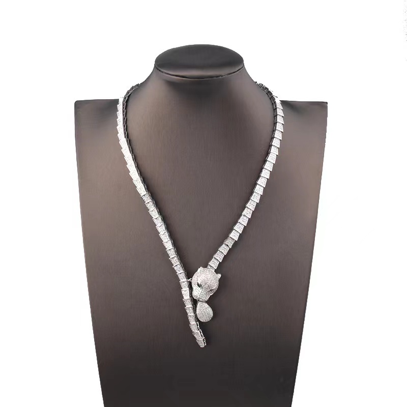 Bộ Vòng cổ + Bông Tai Hình Giọt Nước Họa Tiết Da Báo Phong Cách vintage Mới