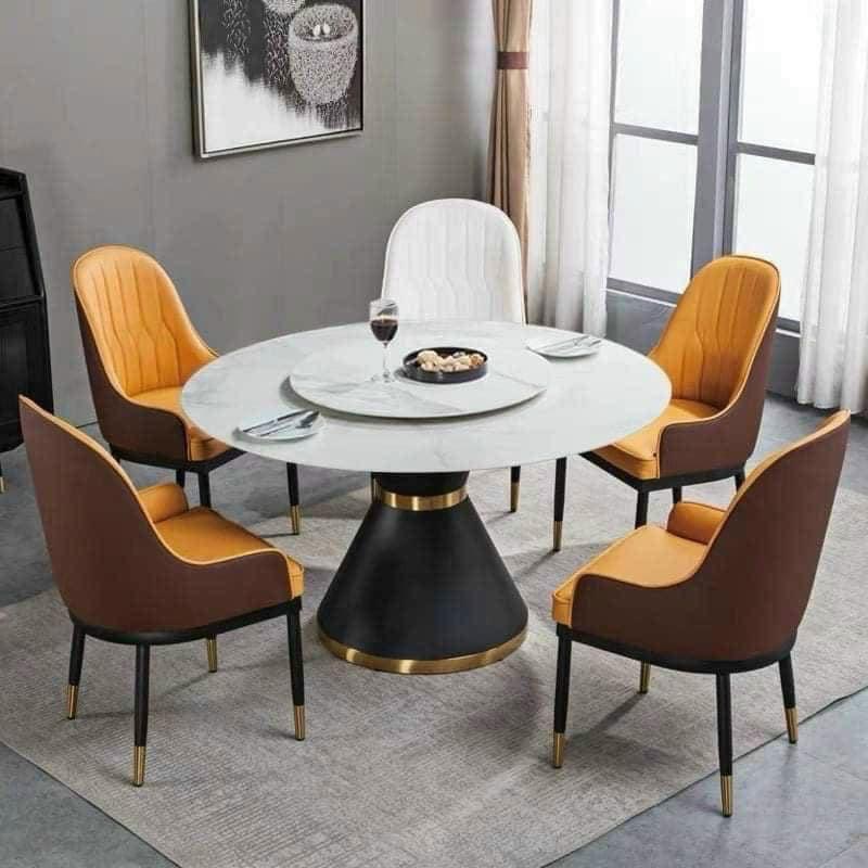 Bàn Ăn Cơm Gia Đình Tròn Có Mâm Xoay Sắt Mạ PVD T90, Nhập Khẩu Cao Cấp Hiện Đại (Chưa Bao Gồm Ghế) Ảnh Thật Hàng Sẵn | BigBuy360 - bigbuy360.vn