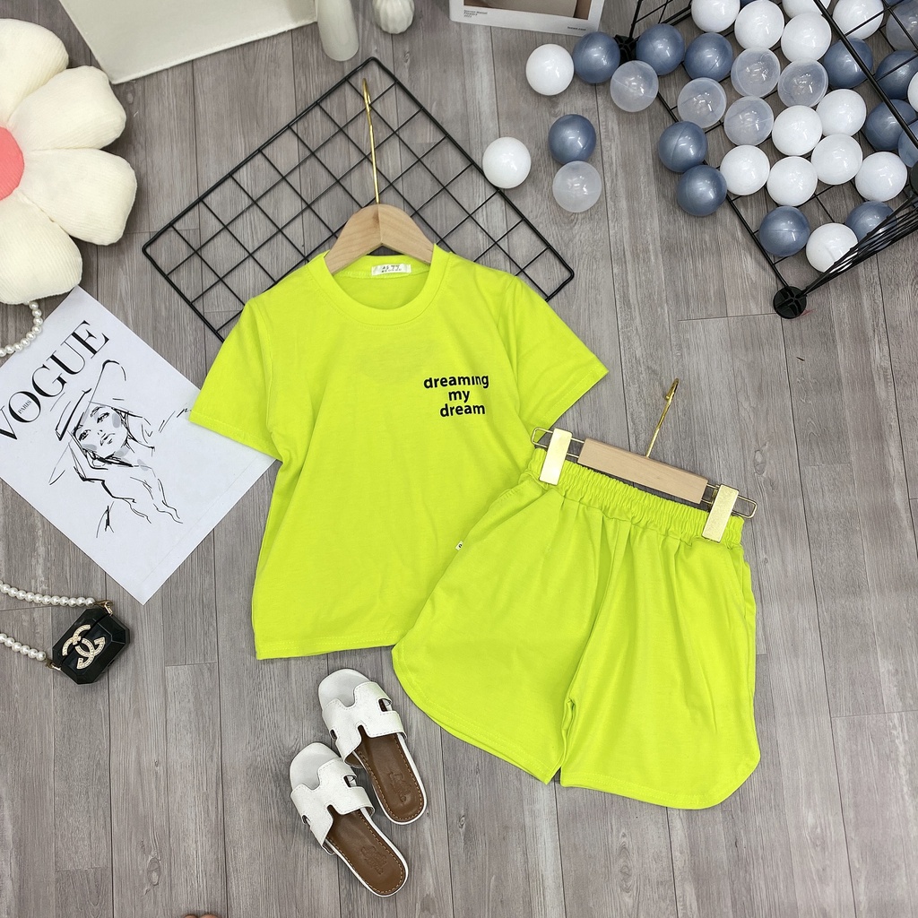 Bộ quần áo thun hè "DREAMING" 18-48kg cho bé gái 4-14 tuổi. Thiết kế đẹp - Hàng may kỹ. STG53