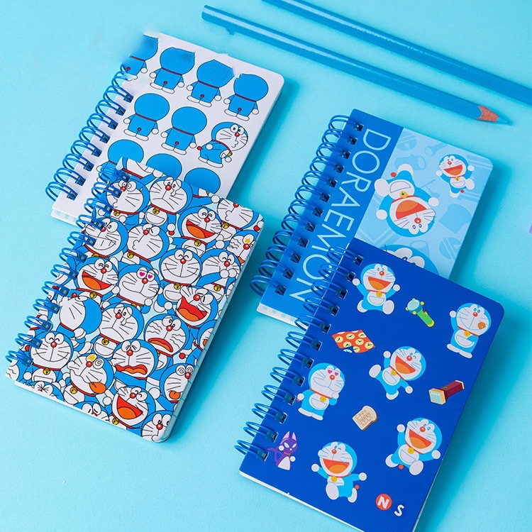 Sổ tay ghi chép/ghi chú gáy xoắn cho trẻ em học sinh mang đi học/dùng ở nhà hoạ tiết Doraemon (N01409)