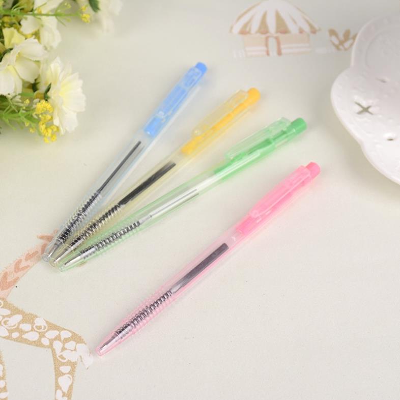 Bút bi xanh mini ngòi 0.7mm dễ mang theo - vỏ nhiều màu - bút bi xanh bấm ngòi to - bút bi bấm giá rẻ - HIKOMA STORE