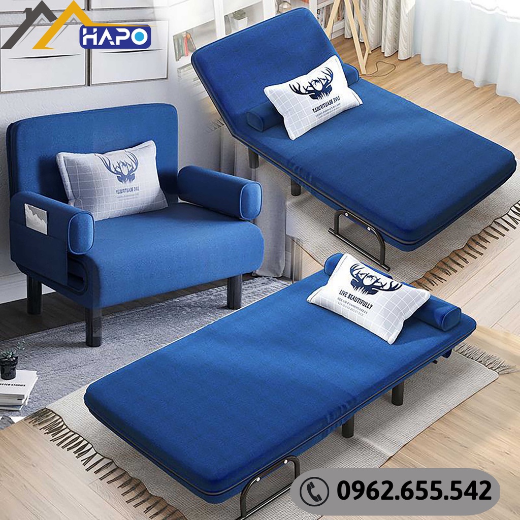 Ghế Sofa Giường Gấp Gọn 2 Chức Năng Chịu Tải 400kg, Ghế Sofa Bed Chất Liệu Thông Thoáng Nằm Ngồi Thư Giãn Văn Phòng