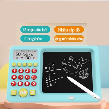 Máy luyên tính nhẩm , học toán cho bé kèm bảng tự xóa LCD