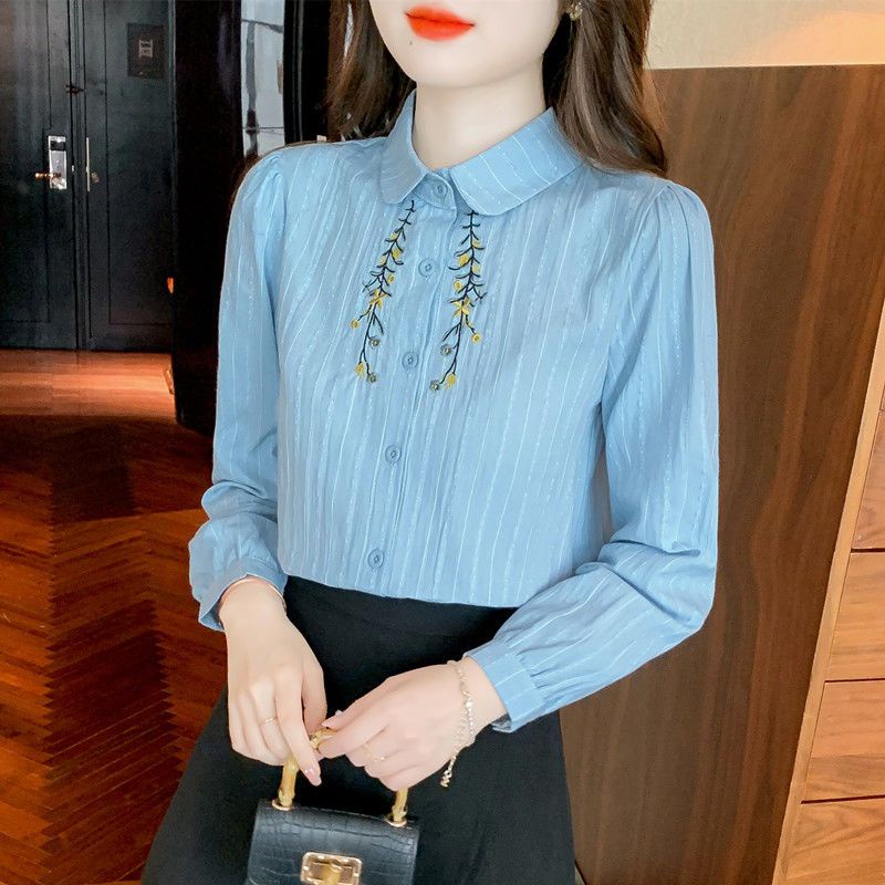 Áo Sơ Mi Cotton Thêu Họa Tiết Thời Trang Cho Nữ