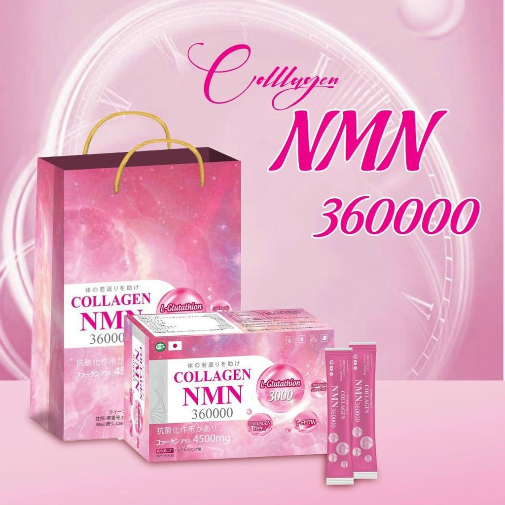 Bột trắng da toàn thân Bổ sung Collagen Glutathion NMN giúp bật tông da, giảm nám tàn nhang - Hộp 30 gói