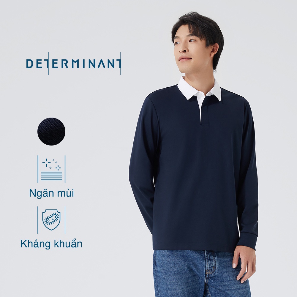 Áo thun polo nam cao cấp DETERMINANT tay dài - kháng dầu - kháng nước - 100% cotton - màu anh Navy - P05