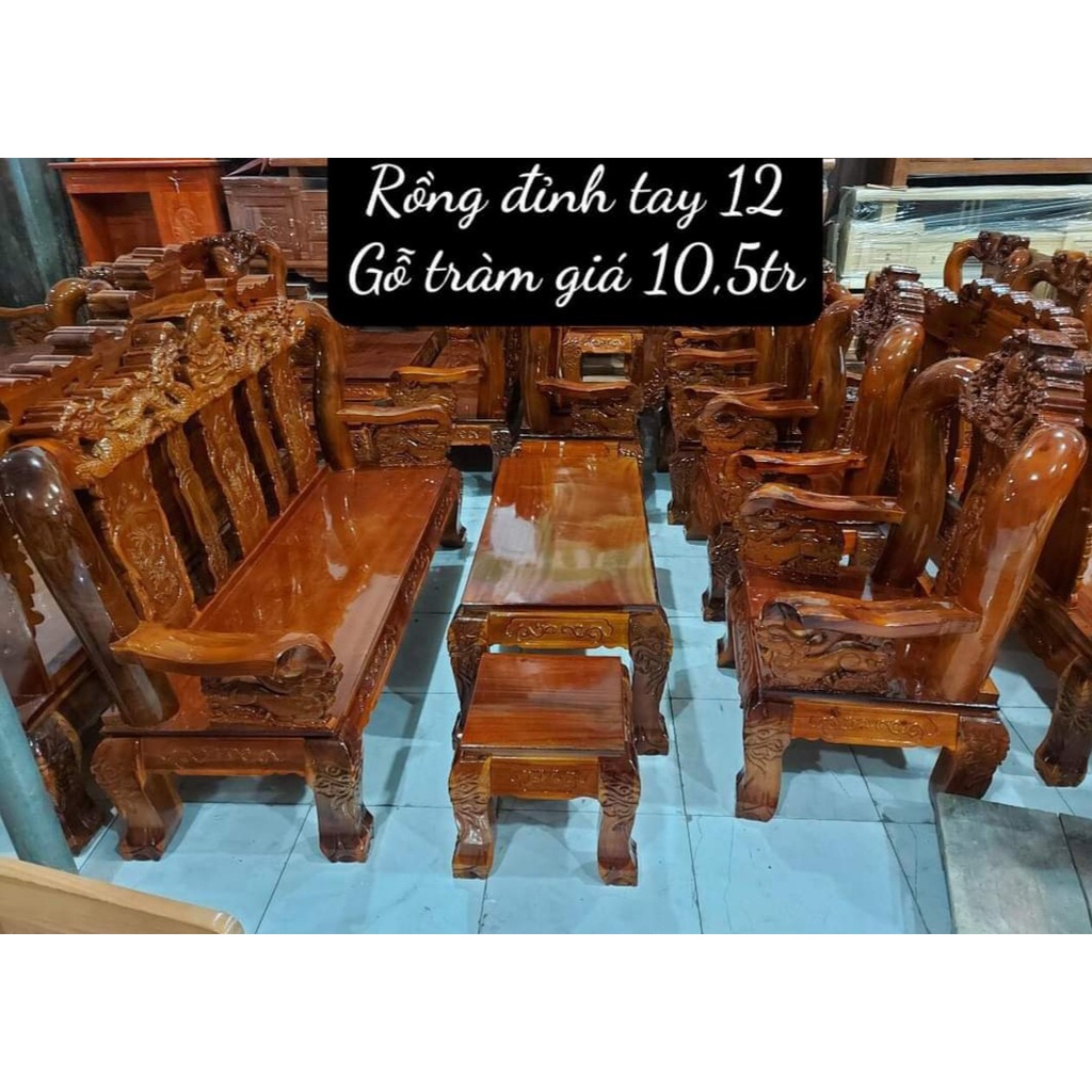 Bộ Salon Rồng đỉnh tay 12 gỗ Tràm 6 món (FREESHIP 50km ) Bộ Salon Rồng đỉnh tay 12 gỗ Tràm 6 món (FR