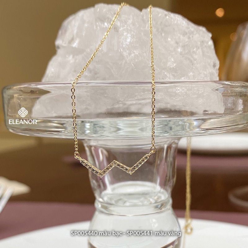 Dây chuyền nữ bạc 925 Eleanor Accessories mặt hình chữ W đính đá phụ kiện trang sức thanh lịch 5440