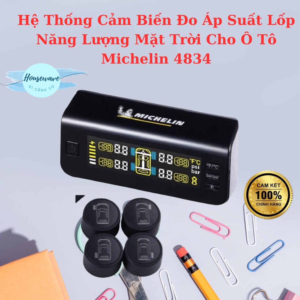 Hệ Thống Cảm Biến Đo Áp Suất Lốp Năng Lượng Mặt Trời Cho Ô Tô Michelin 4834 - Hàng Chính Hãng