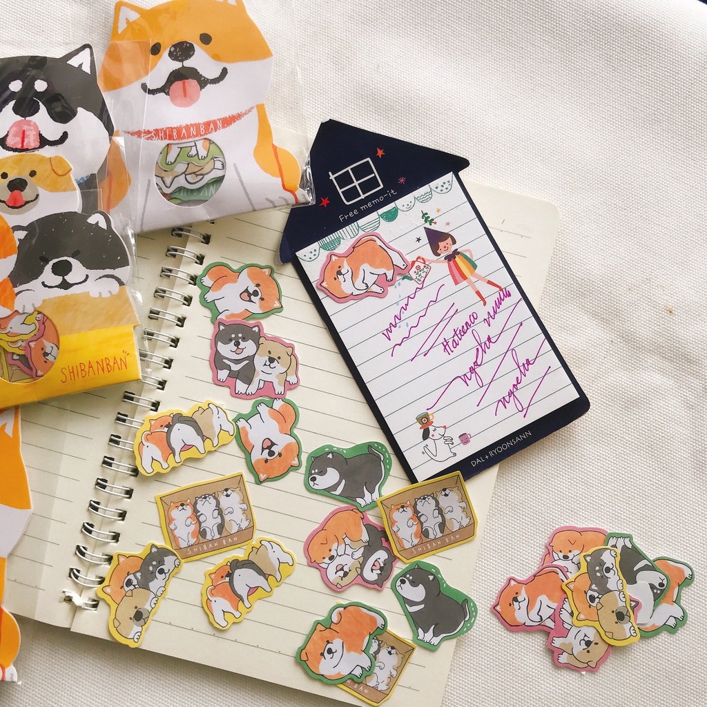 Sticker cute, hình dán chó shiba 30 miếng