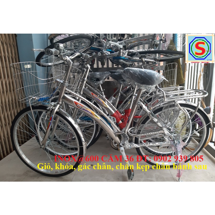 Xe Đạp Việt Nam Xe đạp INOX @600 24 inch căm 36 cây phù hợp cao từ 1m45 trở lên