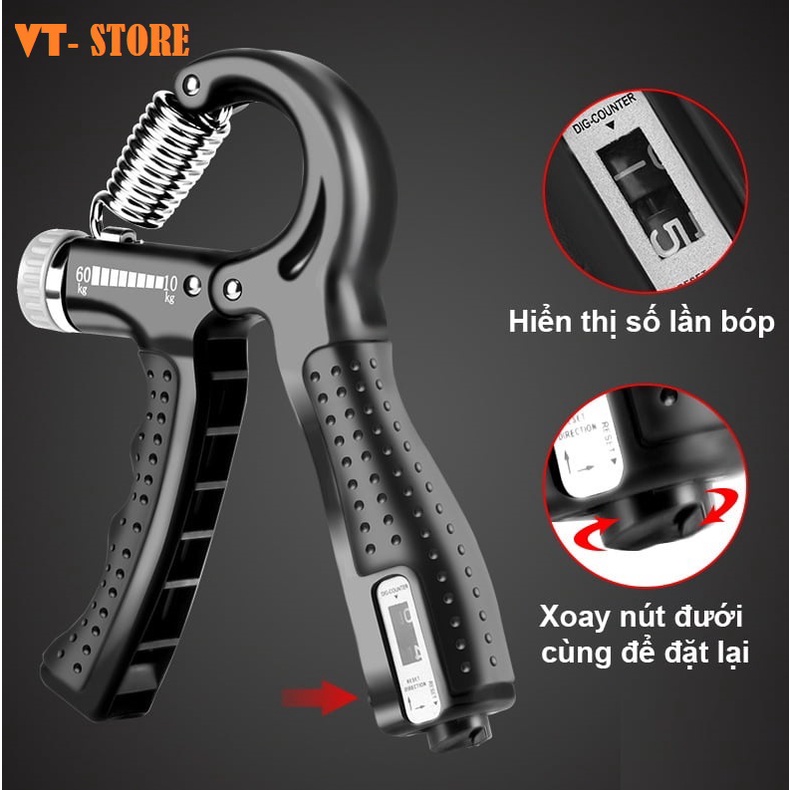 Kìm Bóp Tay, Kìm Tập Cơ Tay, Dụng Cụ Tập Gym Tại Nhà Điều Chỉnh Lực Có Đếm 5-60kg LOẠI XỊN
