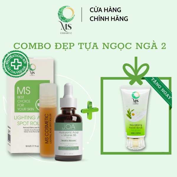 COMBO Thanh lăn mụn MS +Serum phục hồi da Hyaluronic Acid B5-JOA GREEN (TẶNG 1 Tẩy tế bào chết MS) - Mỹ Phẩm MS COSMETIC