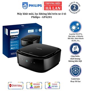 Máy khử mùi, lọc không khí ô tô philips gp6201, công suất 3.7w, độ ồn 40-55db - hàng nhập khẩu