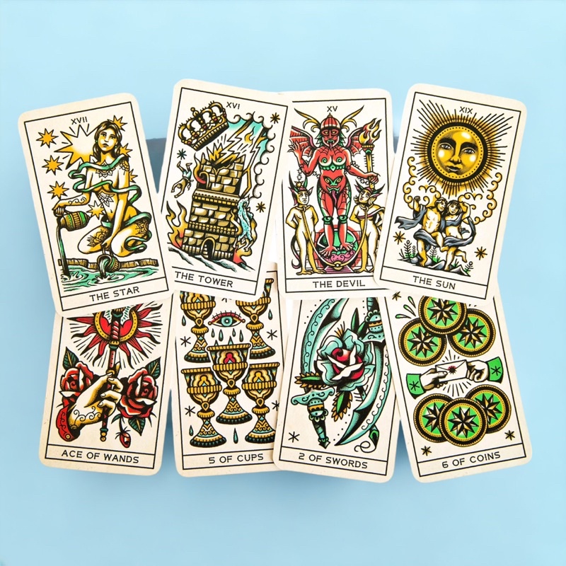Bộ bài Tattoo Tarot Ink & Intuition cards cơ bản 78 lá tặng kèm tờ ý nghĩa tarot cơ bản dành cho người mới bắt đầu