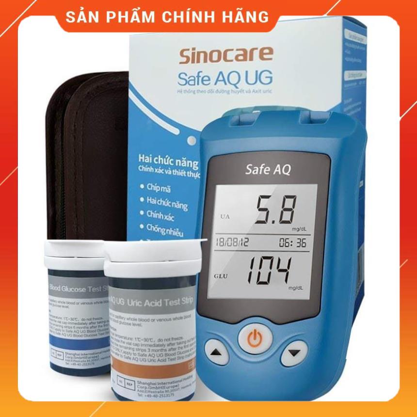 Máy Đo Đường Huyết + Axit Uric ( gút - Gout ): Sinocare Safe AQ UG (Đức) - bảo hành trọn đời - P0044