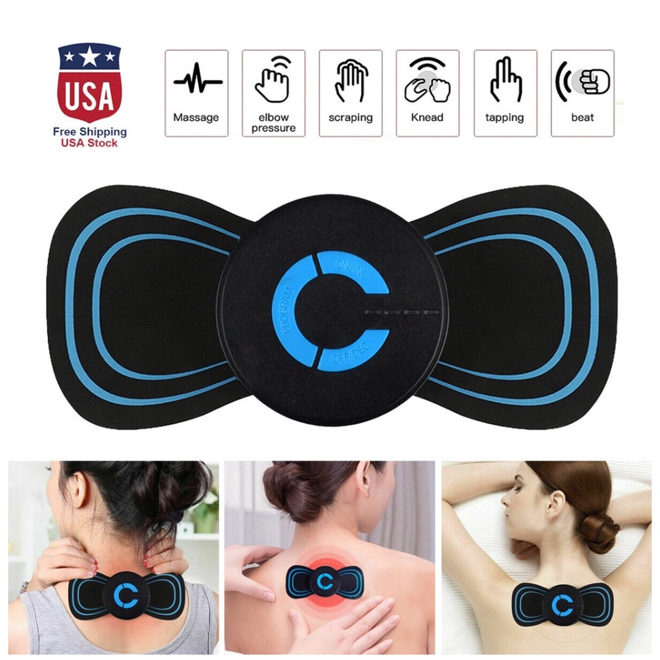 Máy Massage Xung Điện Hình Cánh Bướm Giúp Giải Toả Đau Nhức Vùng Cổ 8 Chế Độ Massage Sử Dụng Pin Sạc