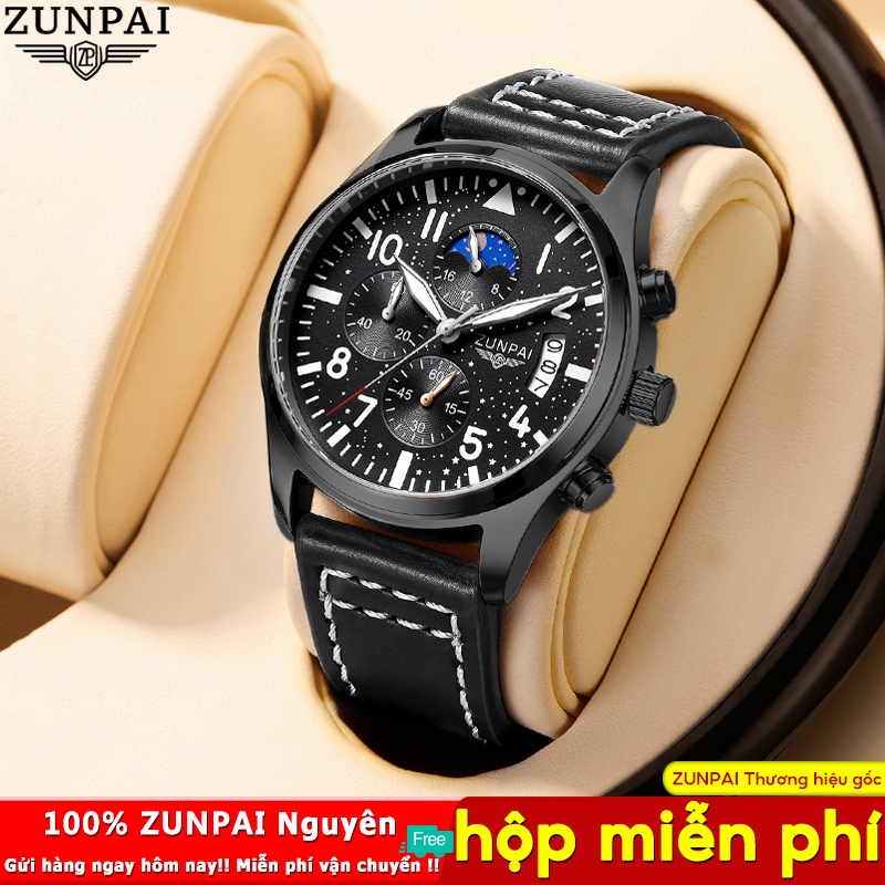 ZUNPAI Đồng hồ nam chống nước dây kim loại dây da đồng hồ nam chính hãng fngeen cao cấp đồng hồ bấm giờ