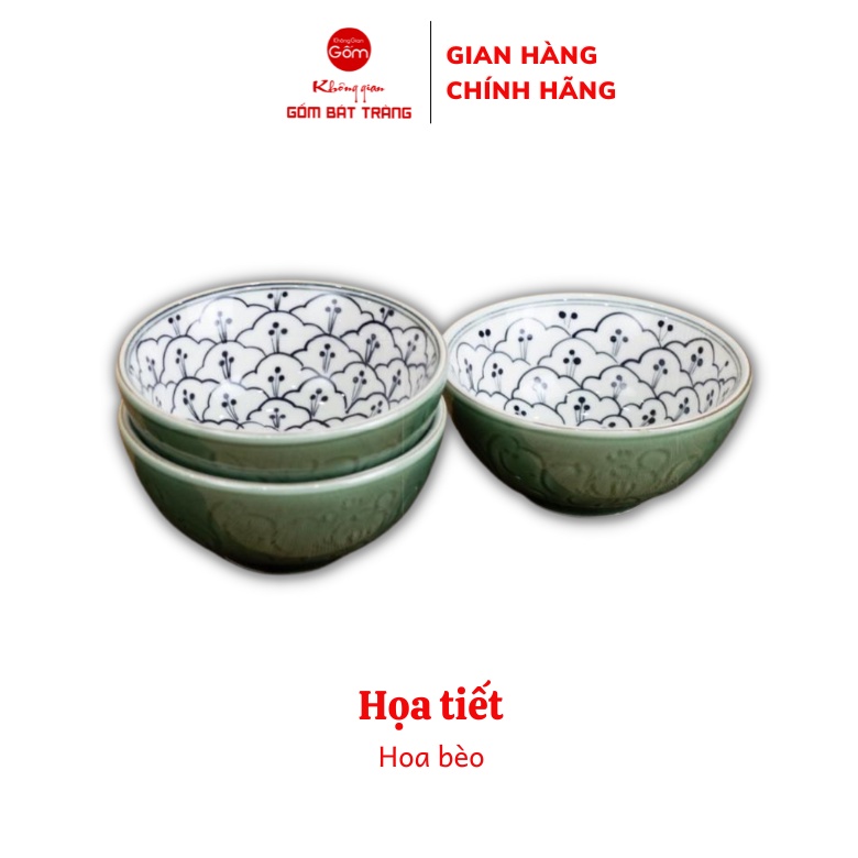 Bát ăn cơm, chén ăn cơm hoa văn bèo, bát cơm gốm bát tràng