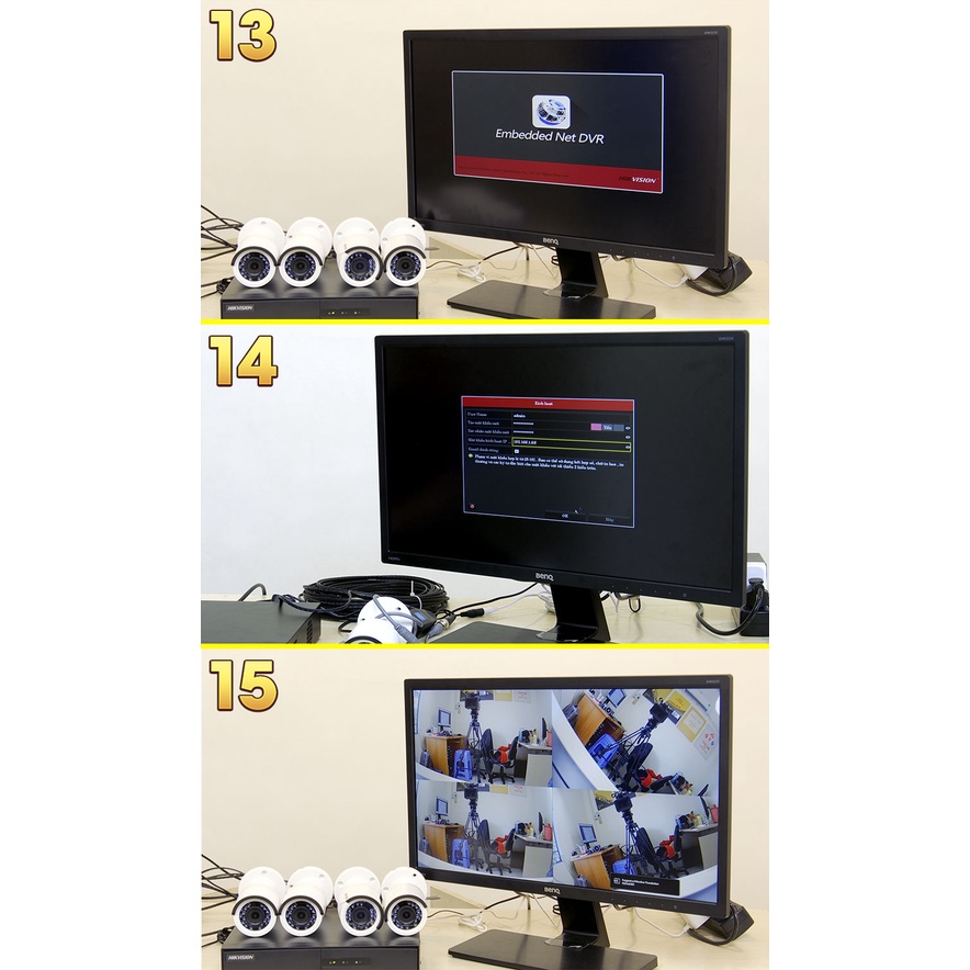 Trọn bộ camera 4 mắt Hikvision trong nhà ngoài trời, chống trộm Full HD chính hãng-309cctv