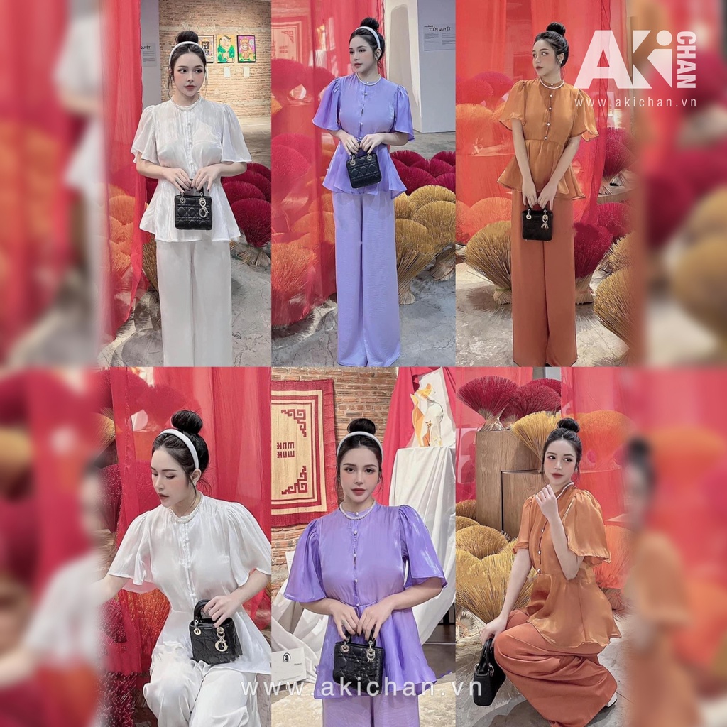 Bộ đồ lam Phật tử đi chùa – Sét pháp phục tơ bồng tay cánh tiên
