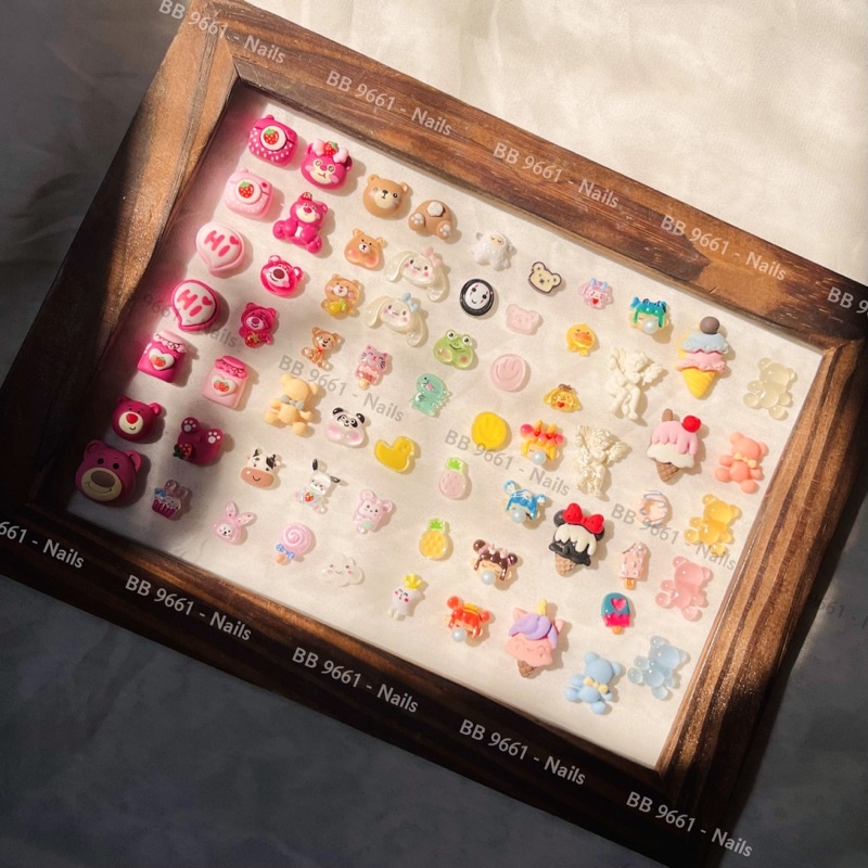 Gấu dâu, gấu nâu, hoạt hình charm trang trí móng nail