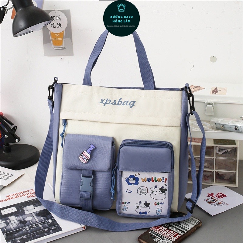 Túi Xách Canvas Cỡ Lớn Màu Tương Phản Phong Cách Hàn Quốc Thời Trang Cho Học Sinh ( Túi tote XPSBAG) | BigBuy360 - bigbuy360.vn