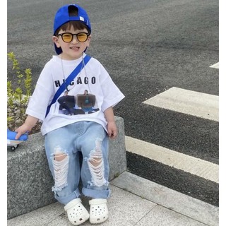 Áo Phông Phong Cách Cá Tính Chất Liệu Cotton Mềm Mại Cho Bé Trai Bé Gái (12-26kg) AGAGO2303