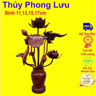 Bình hoa sen để bàn trang trí gian phòng gỗ hương 11,13,15,17 bông