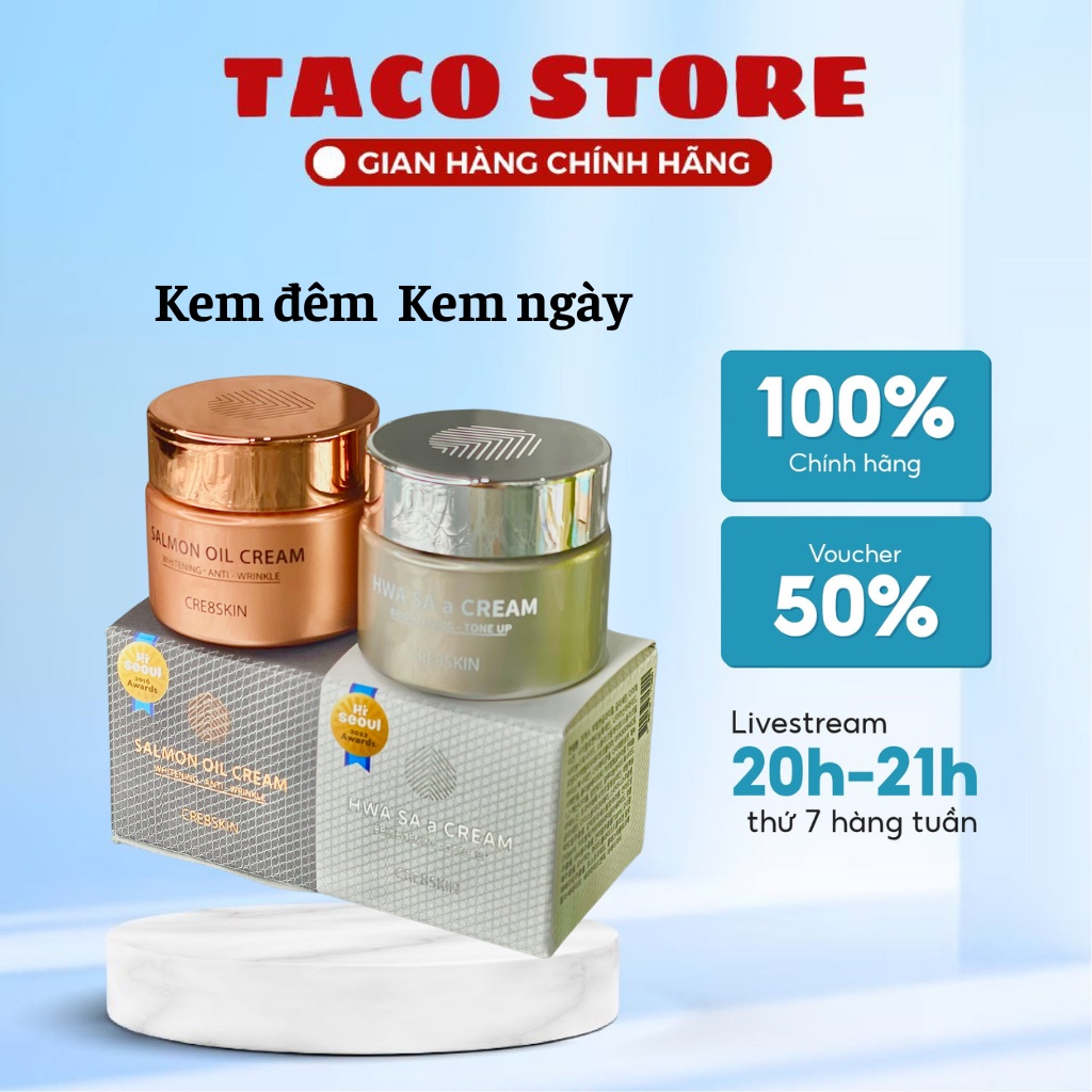 Kem Dưỡng Trắng Da Chiết Xuất Cá Hồi Salmon Oil Cream Cre8Skin Mini Ban Ngày/ Ban Đêm