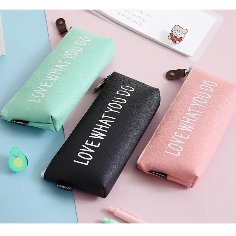 Túi đựng bút bằng DA PU hình tam giác thiết kế nhỏ nhắn màu sắc tươi tắn - NK