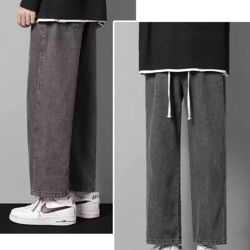 Quần jean ống suông Lưng Vừa Thời Trang Mùa Hè Phong Cách Nhật Bản Cho Nam
