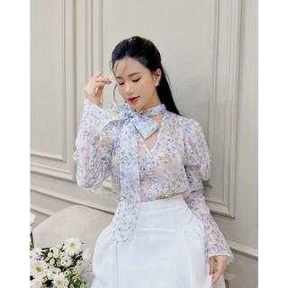 Áo sơ mi Celina cổ nơ tay bồng bèo gấu tay, thiết kế Chillgals AO-042