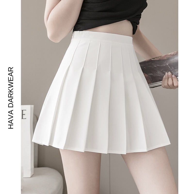 Chân váy HAVADW màu đen và trắng dáng xòe ngắn xếp ly CV10