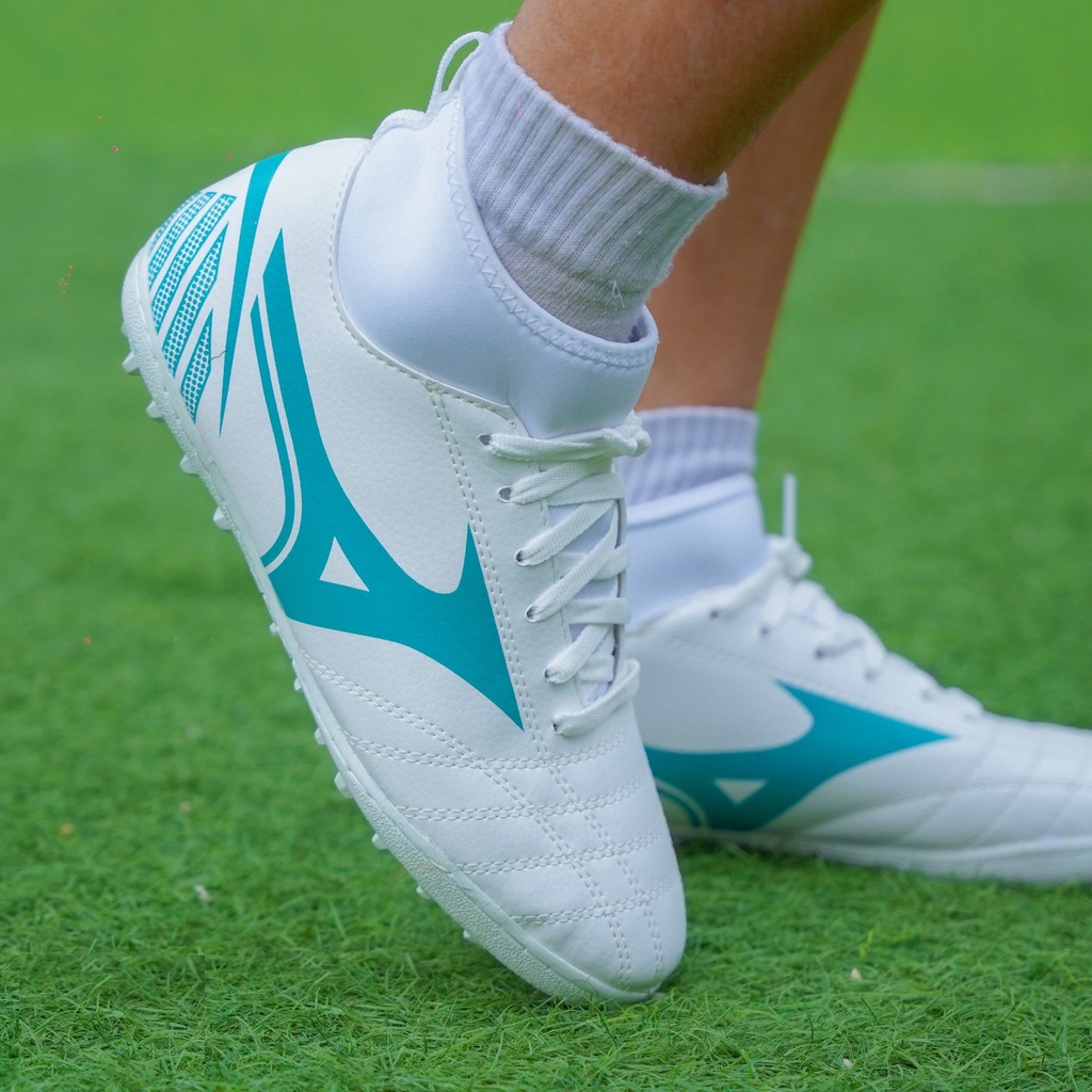 Giày Đá Bóng Mizuno Năng Động, Thể Thao Cổ thun cổ cao Trắng Xanh Ngọc - Nguyên Sport