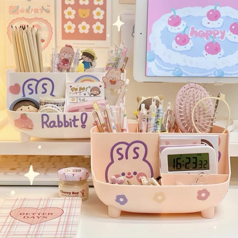 Hộp Đựng Bút Để Bàn Lưu Trữ Văn PHòng Phẩm Tặng Kèm Sticker Dễ Thương