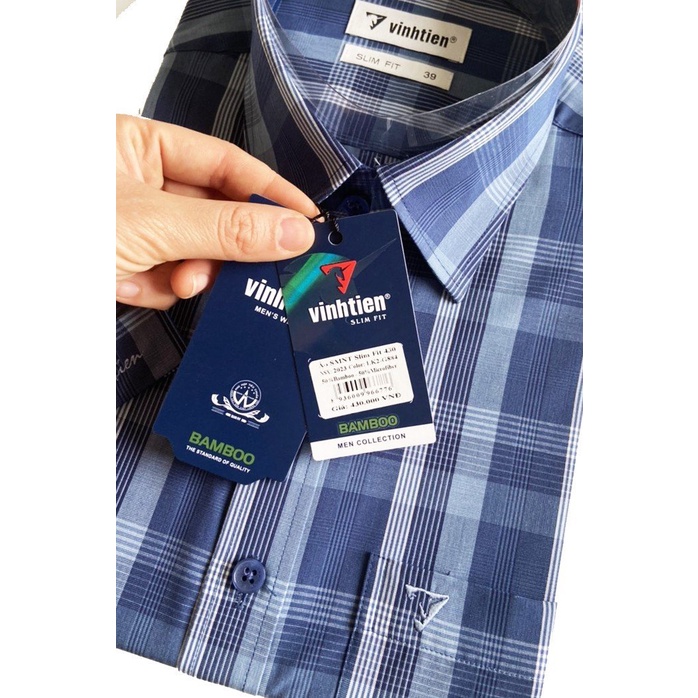 Áo Sơ Mi Tay Ngắn Bamboo Dáng SlimFit Vĩnh Tiến G884