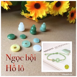 🍀🍀 1 ngọc bội hồ lô đá ép lỗ xỏ dây 1mm 🍀🍀