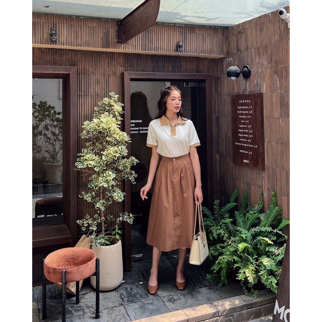 Áo Polo Nữ Tay Ngắn, Áo Thun Nữ Croptop Vải Cotton Cổ Khóa Phối Màu Xinh Xắn Phong Cách Hàn Quốc a238325 By Germe