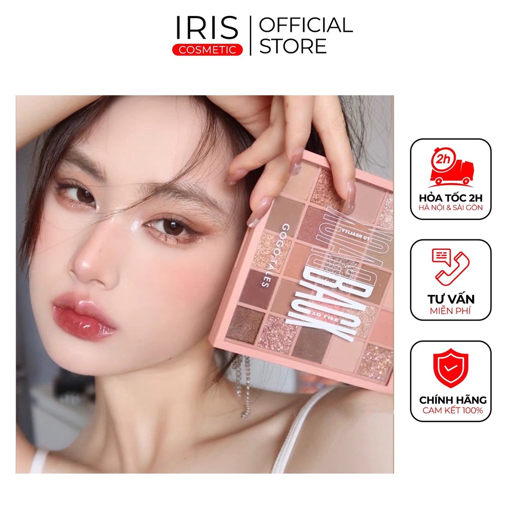 Bảng phấn mắt 25 ô màu GOGO TALES Crystal Color Charming Eyes tone màu đặc sắc dễ sử dụng, phấn lì mịn có nhũ lâu trôi