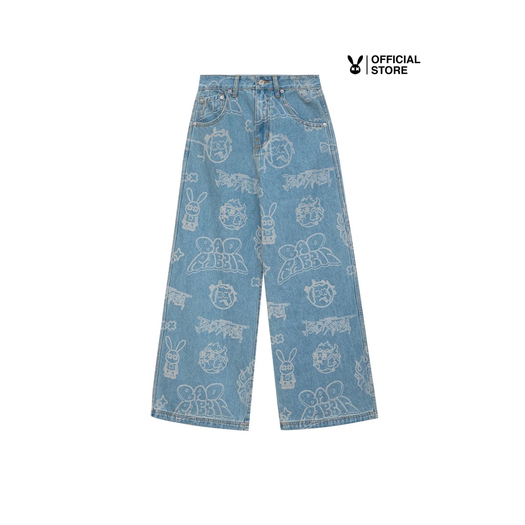 Quần Dài Unisex Bad Rabbit BLUE OVERPRINT JEANS - Local Brand Chính Hãng