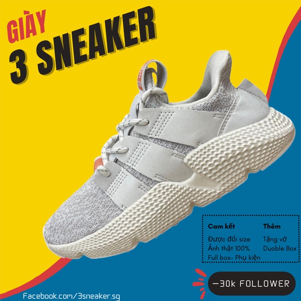 Giày Prophere White Grey, Prophere Trắng ; FullBox, Full Phụ Kiện