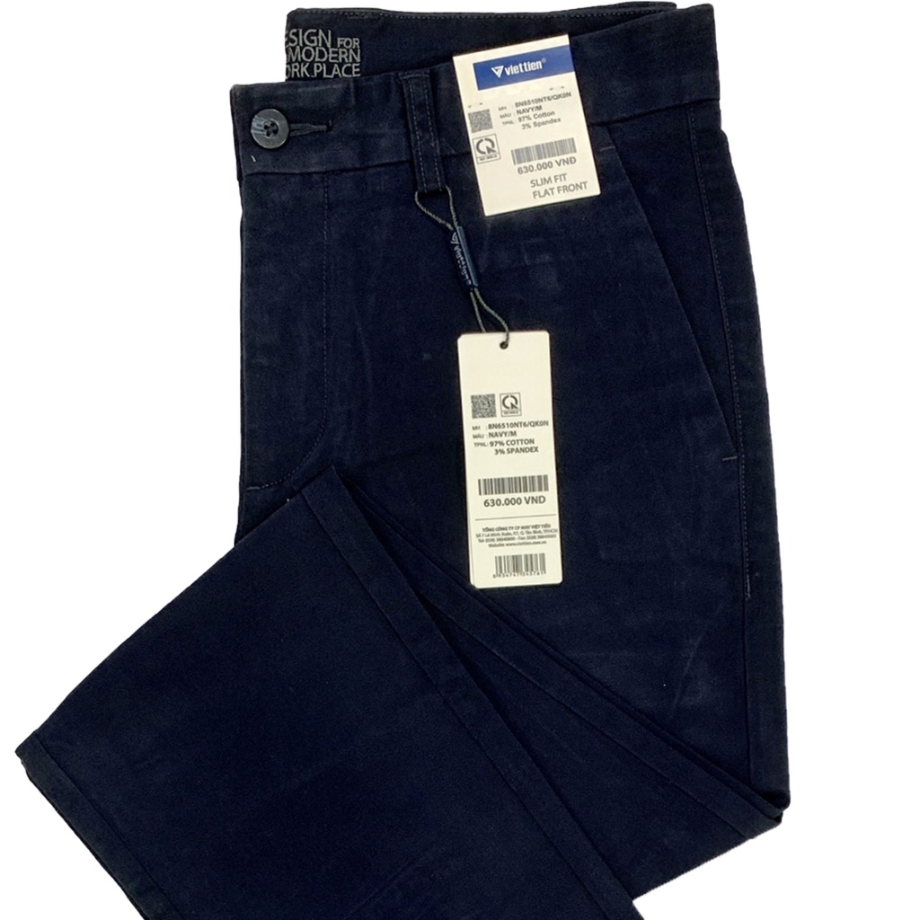 Viettien - Quần kaki dài nam màu xanh đen 8N6510 dáng slim fit ôm dành cho giới trẻ và hơi có tuổi thích mặc body