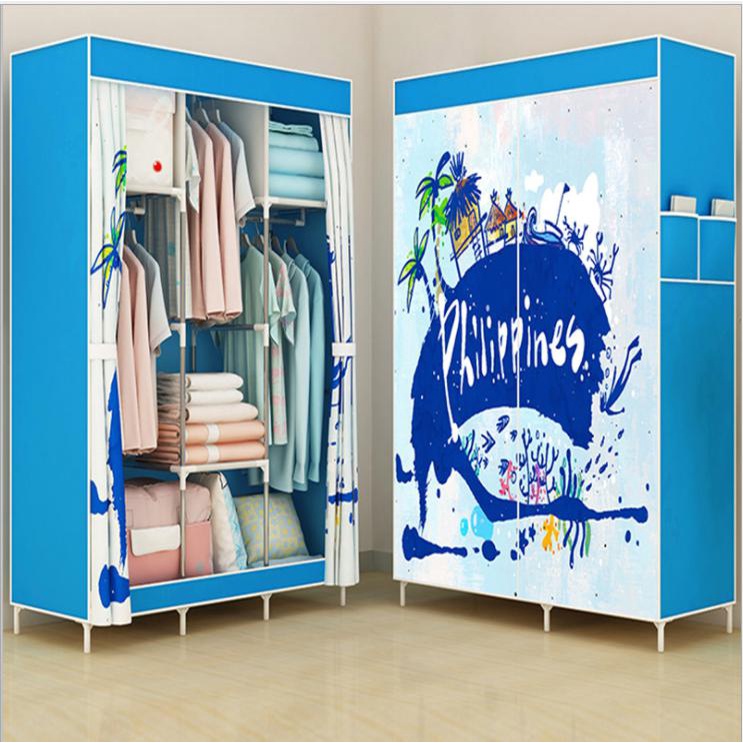 Tủ vải đựng quần áo khung thép siêu bền, chịu lực tốt, đựng quần áo thiết kế 3 buồng 3D với nhiều ngăn đựng