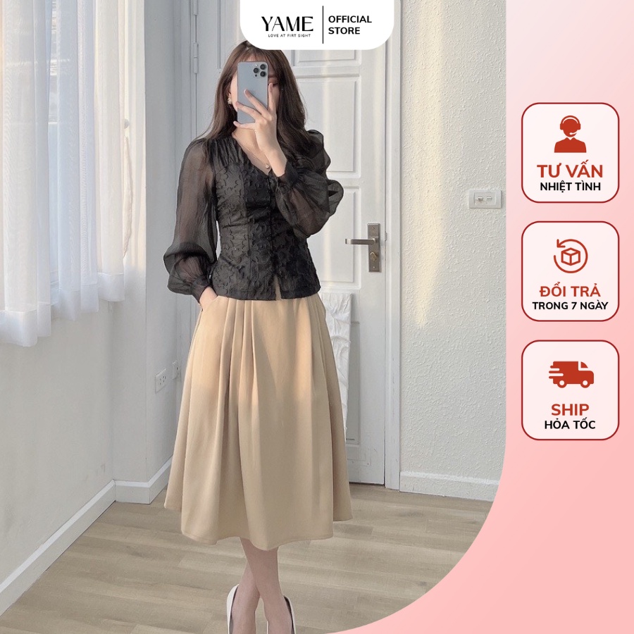 Set bán lẻ gồm váy gồm áo và chân váy dài thanh lịch YS37 Candy YAME bán lẻ