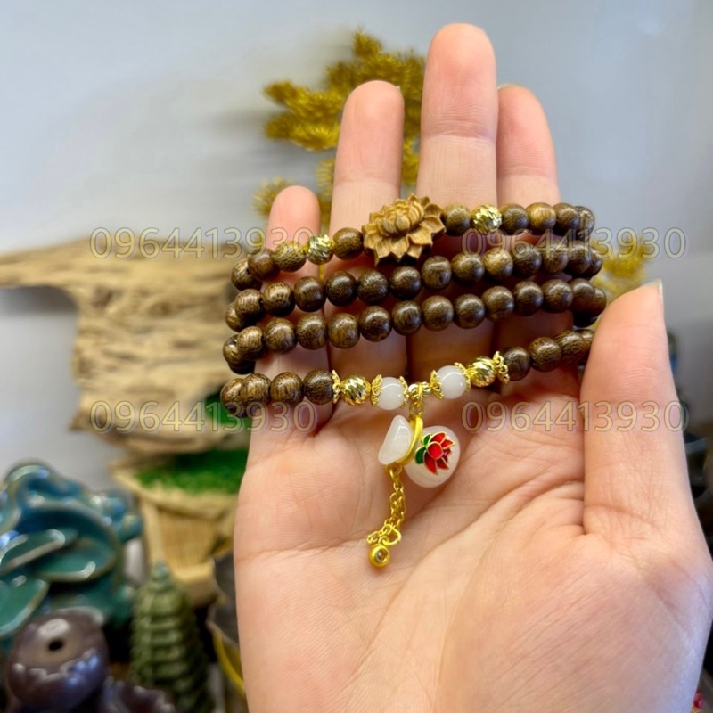 Chuỗi trầm hương tự nhiên 6li mix charm tú tiền tài lộc may mắn. phong thuỷ cho gia chủ