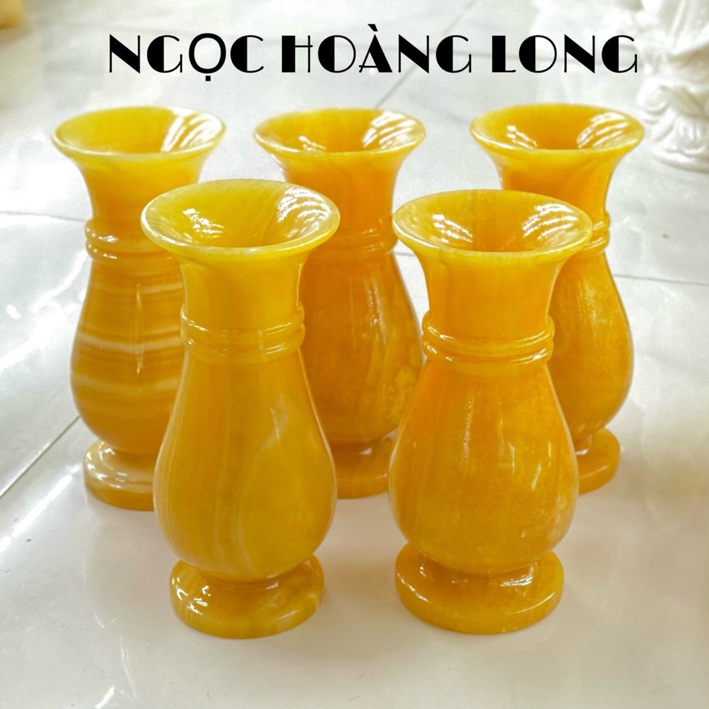 Bình hoa, lọ hoa đặt bàn thờ đá ngọc hoàng long & đá ngọc pakistan - cao 20 & 25cm