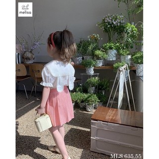 Set Melisa trắng kẻ Hồng