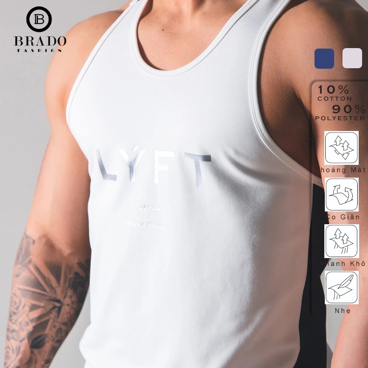 Áo Thun Ba Lỗ Nam Thể Thao, Tập Gym LYFT-A01WH